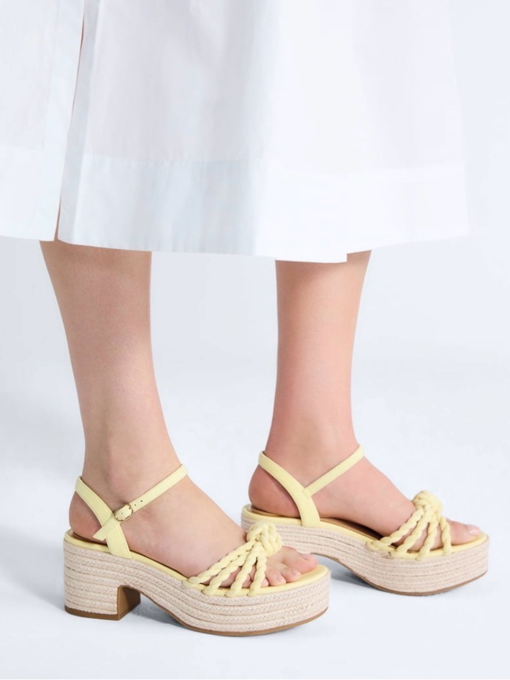 Free Assembly Knot Women’s Yellow Braided Espadrille Platform Sandals 8